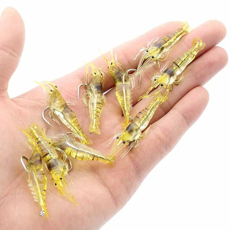 50PCS Isca Artificial Soft Shrimp Lure Worm For Fishing Bait 1.3g/4cm Hook Sharp Crankbait Lures Silicone Shone Prawn Bait Pesca